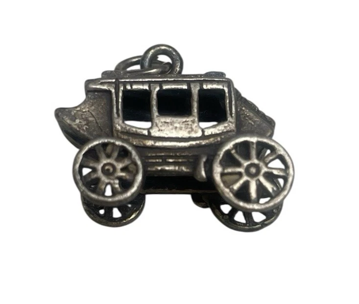 Ciondolo Vintage Argento Sterling Diligenza Stage Coach Bracciale Charm 1"
