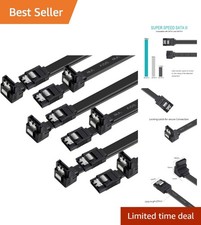 6 Pack SATA III Cables 6Gbps with Locking Latch 18 Inch for PC HDD SSD