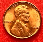 1948-P Lincoln Wheat Cent Penny GEM RED BU From an Original Bank Roll