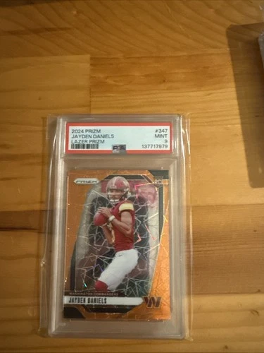 2024 Panini Prizm Jayden Daniels Orange Lazer Prizm #347 PSA 9