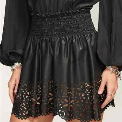 NWT $325 Ramy Brook Cory Laser Cut Faux Leather Skirt Black S | eBay NWT $325 Ramy Brook Cory Laser Cut Faux Leather Skirt Black S | eBay