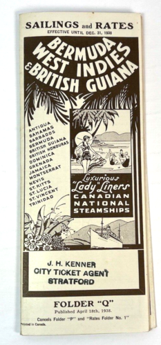 1938 Bermudes Antilles et Guyane britannique, navires canadiens à vapeur, brochure de voyage - Photo 1 sur 10