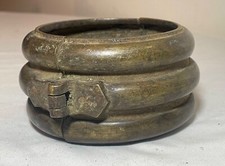 1800s Antique African Niger Baoulé Dogon Bronze Manilla Currency hinged Bracelet