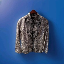 Chico's Floral Blazer/Jacket Silk Embroidered Size 1 Medium