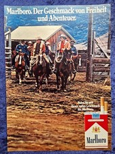 Marlboro Zigaretten, originale Werbung aus 1972   mehrere Cowboys auf Pferden