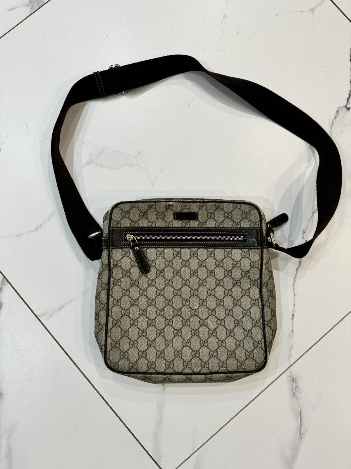 SAC BANDOULIÈRE GUCCI DIAMOND SUPREME MONOGRAM WEB Y2K MID2000