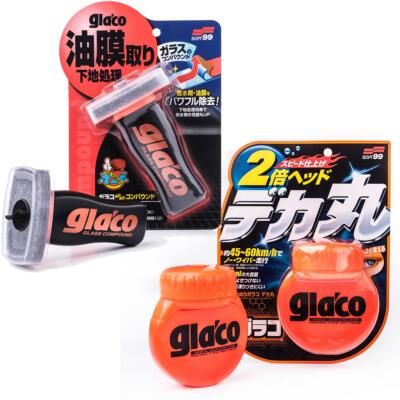 Auto Scheiben Glas Versiegelung Glaco Soft99 Roll on Large + Glass Compund