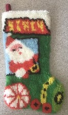Vintage Completed Latch Hook Christmas Stocking "Stacy" 20"