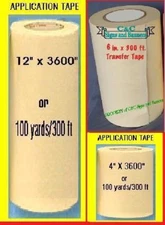 12"-6"- 4" APPLICATION TRANSFER Paper TAPE 100 yd roll for Vinyl Cutter PLOTTER*