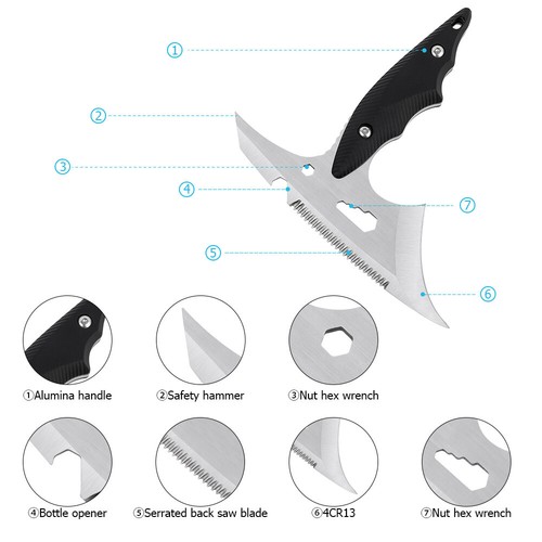 Tactical Hunting Knife with Sheath Fixed-Blade Knife for Camping Hiking 6.2”x 6”