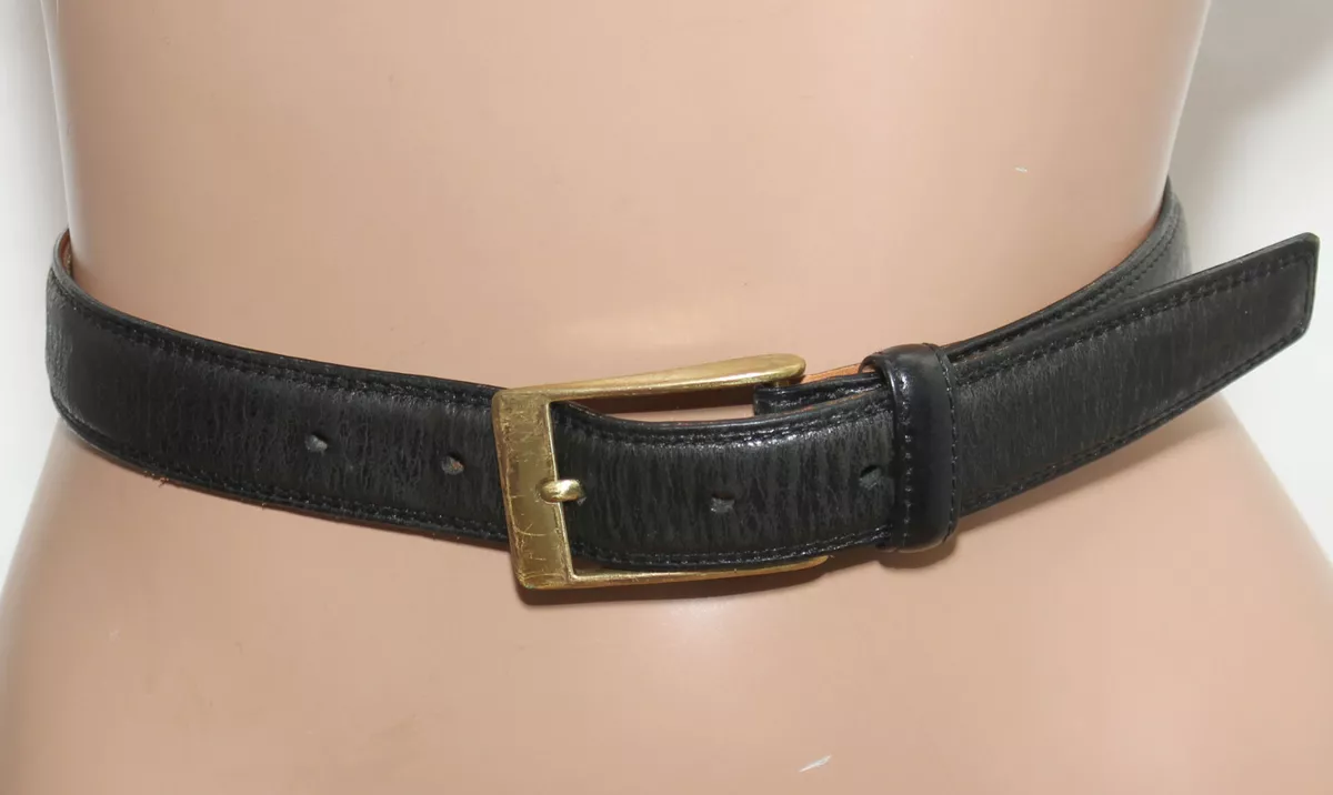 Italian Full Grain Leather Black Dress Belt - Brass Buckle SIZE 40 - ITALY  Made