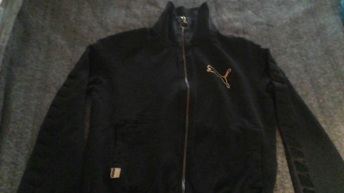 Puma Black W Gold Accents Zip Up Sweatshirt Women s Size Small eBay