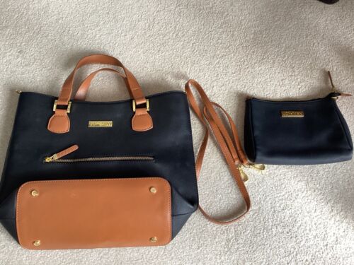 JOY & IMAN Alexandria Leather Tote and Crossbody, Black