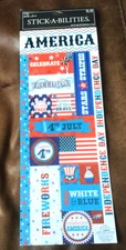 3 x 12" LARGE STICKABILITIES 4th of July Flag Celebration Stickers Fireworks