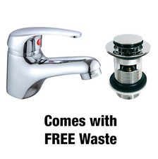 Cloakroom Basin Tap Chrome 40mm Monobloc Toilet Round Small Mixer Slotted Waste