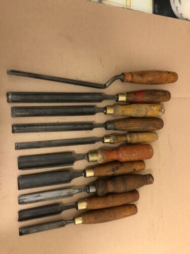 10 x VINTAGE GOUGE CHISELS all English makers marples sorby etc - Picture 10 of 16