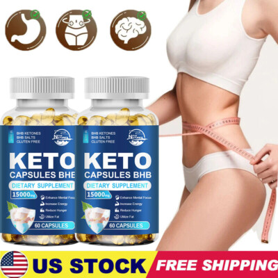Keto Diet 120 Capsules 15000mg Genuine KETO BHB Health Weight Loss Fat Burner US