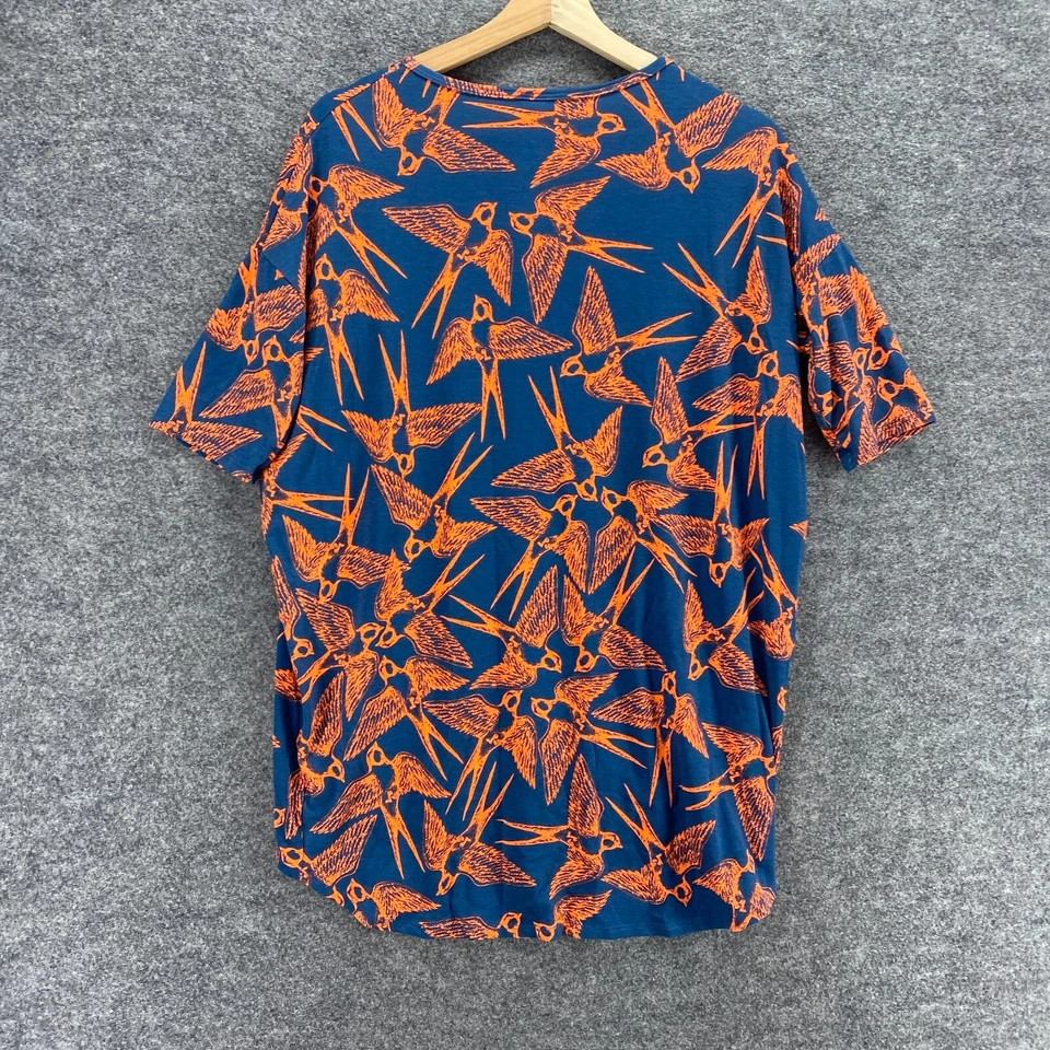 Camiseta LulaRoe Mujer XXS Azul Estampado Pájaro Cuello Redondo Manga Corta Rayón Informal Foto 2 de 4