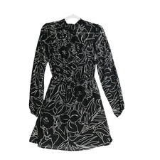 Urban Outfitters Dress Women S Black White Chalk Floral Elastic Waist Lined Boho