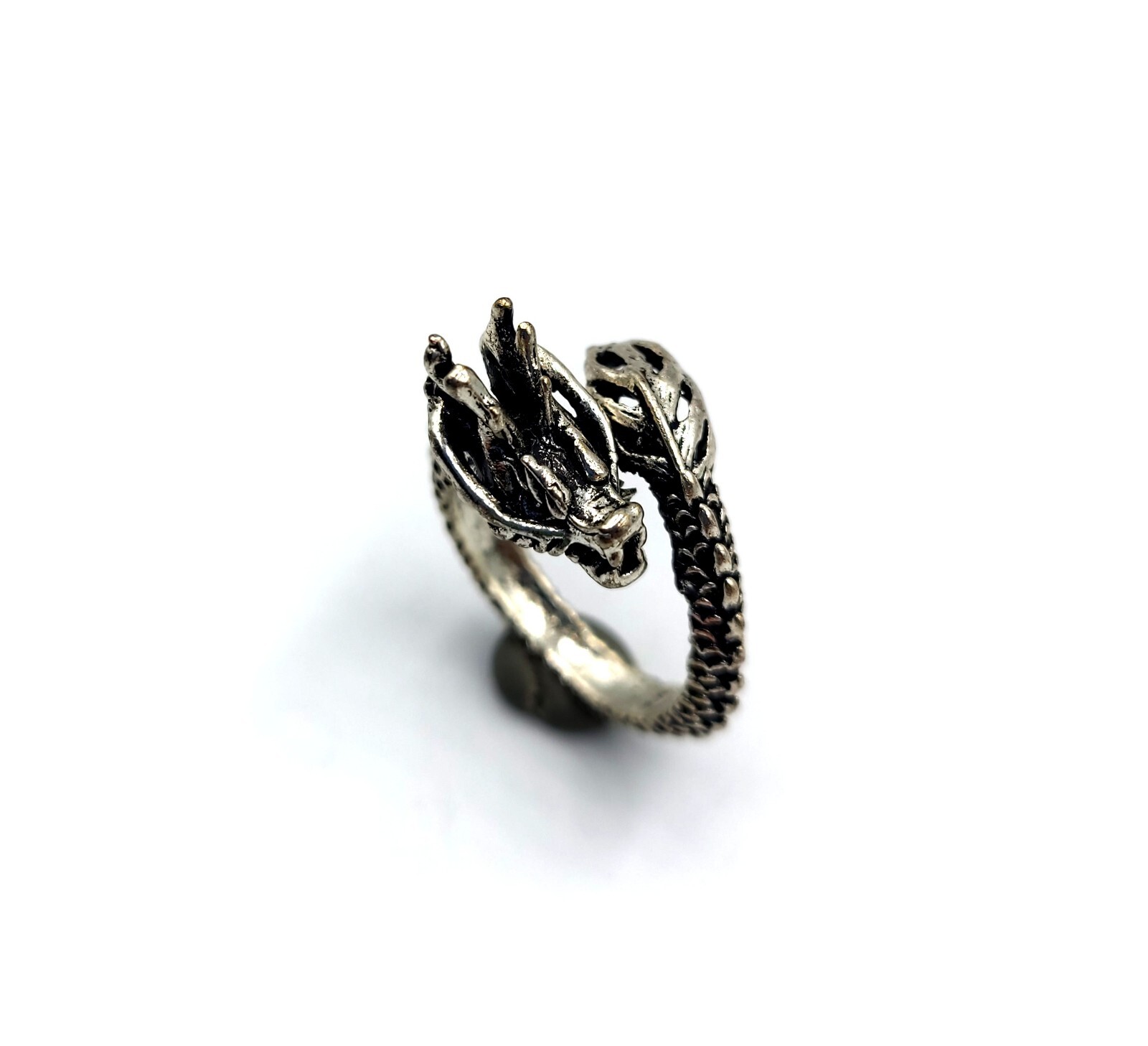 Silver Tone Dragon Adjustable Wrap Ring Detailed … - image 2