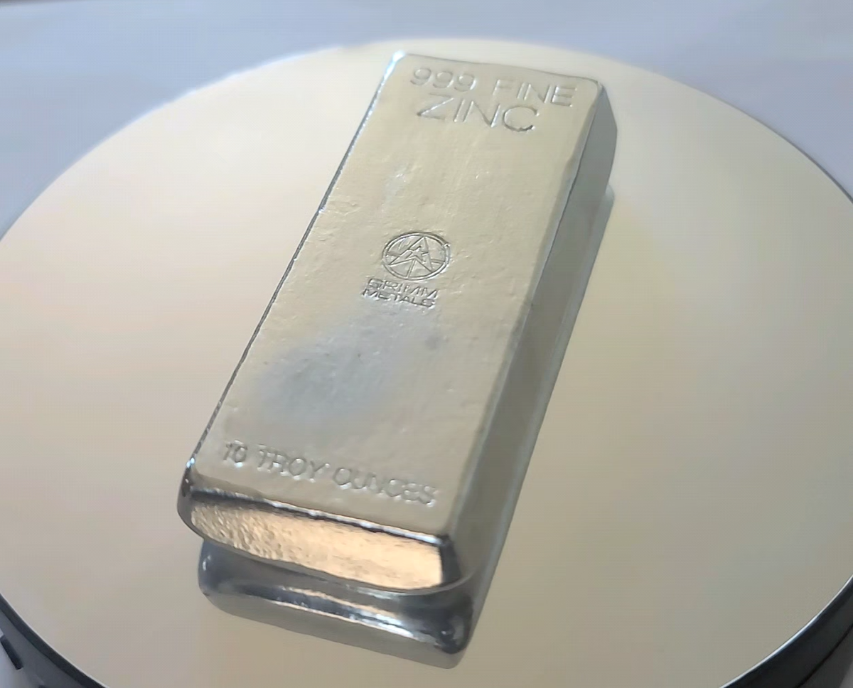 10 Troy Ounce .999 Fine Zinc Bullion Bar - Hand Poured & Stamped