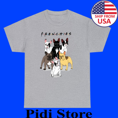 Frenchies Bulldog Friends Tv Show Men's Grey Size S to 3XL