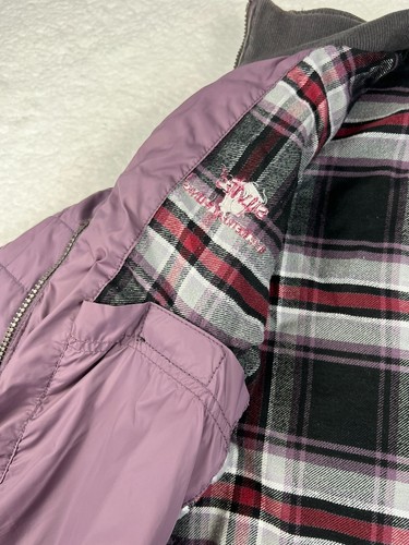 Carhartt Jacket Womens XS Amoret Flannel Lined Puffer Purple Silvies Valley Logo - Picture 5 of 17