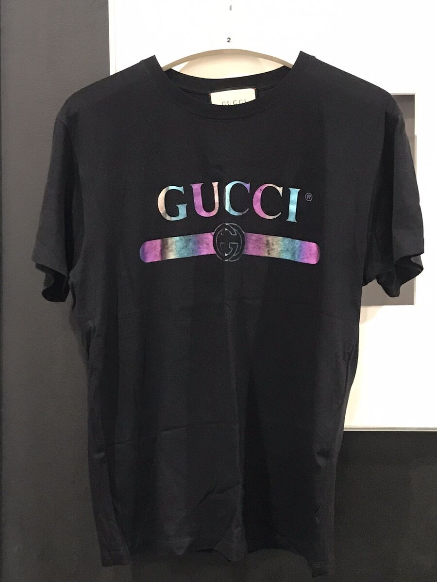 Gucci Black Rainbow Logo T-shirt | eBay
