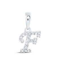 10K WeißGold Echter Diamant Damen Blockschrift Initial F Mini AnhäNger 1/20 CT