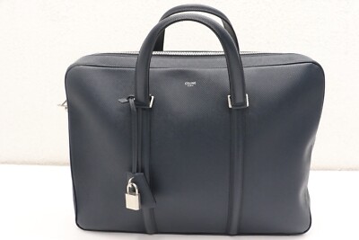 Celine Leather Medium Briefcase Bag - Navy Blue | eBay