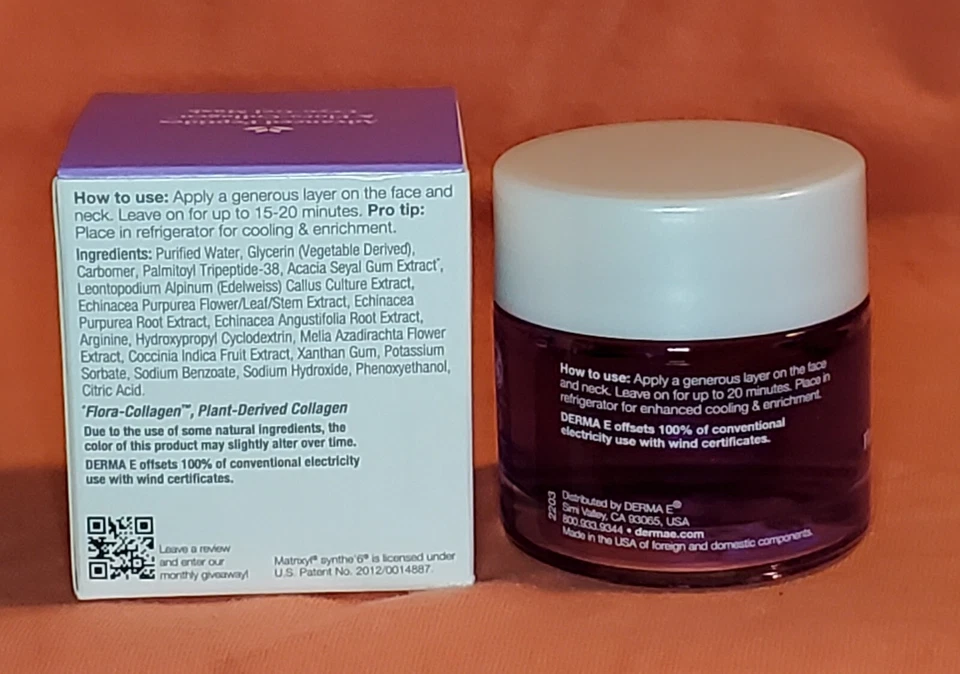 Derma E Advanced Peptides & Flora-Collagen Cryo Gel Mascarilla *NUEVO* NUEVO EN CAJA 2 OZ TAMAÑO COMPLETO Foto 2 de 2