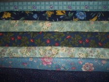 FLOWERS on BLUE Spring Cotton quilt FABRIC U-Pick SEE INFO 1/2 yd BTHY