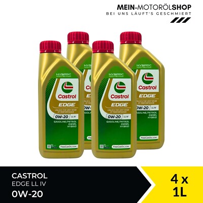 Castrol Edge 0W-20 LL IV BMW Ford MB VW Porsche ACEA C5/C6 4x1 Liter = 4 Liter
