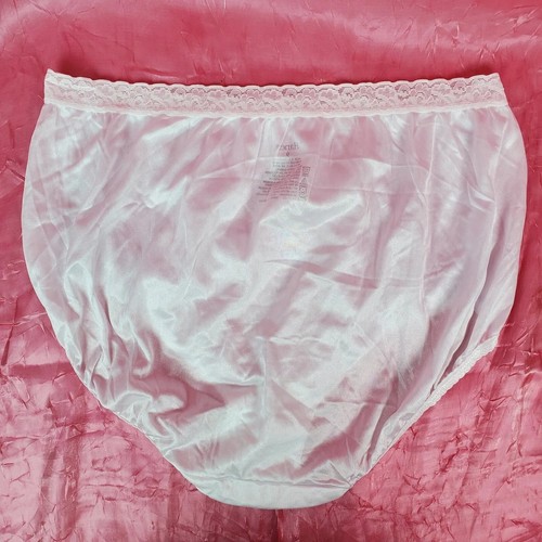 Vtg Sheer Panties Shiny Silky Nylon Gusset w Lace Size 9 Sissy Sexy Granny Panty - Picture 2 of 11