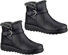 Ladies Ankle High Zip Up Fur Lined Warm Flat Walking Boots Womens Shoes Sizes
