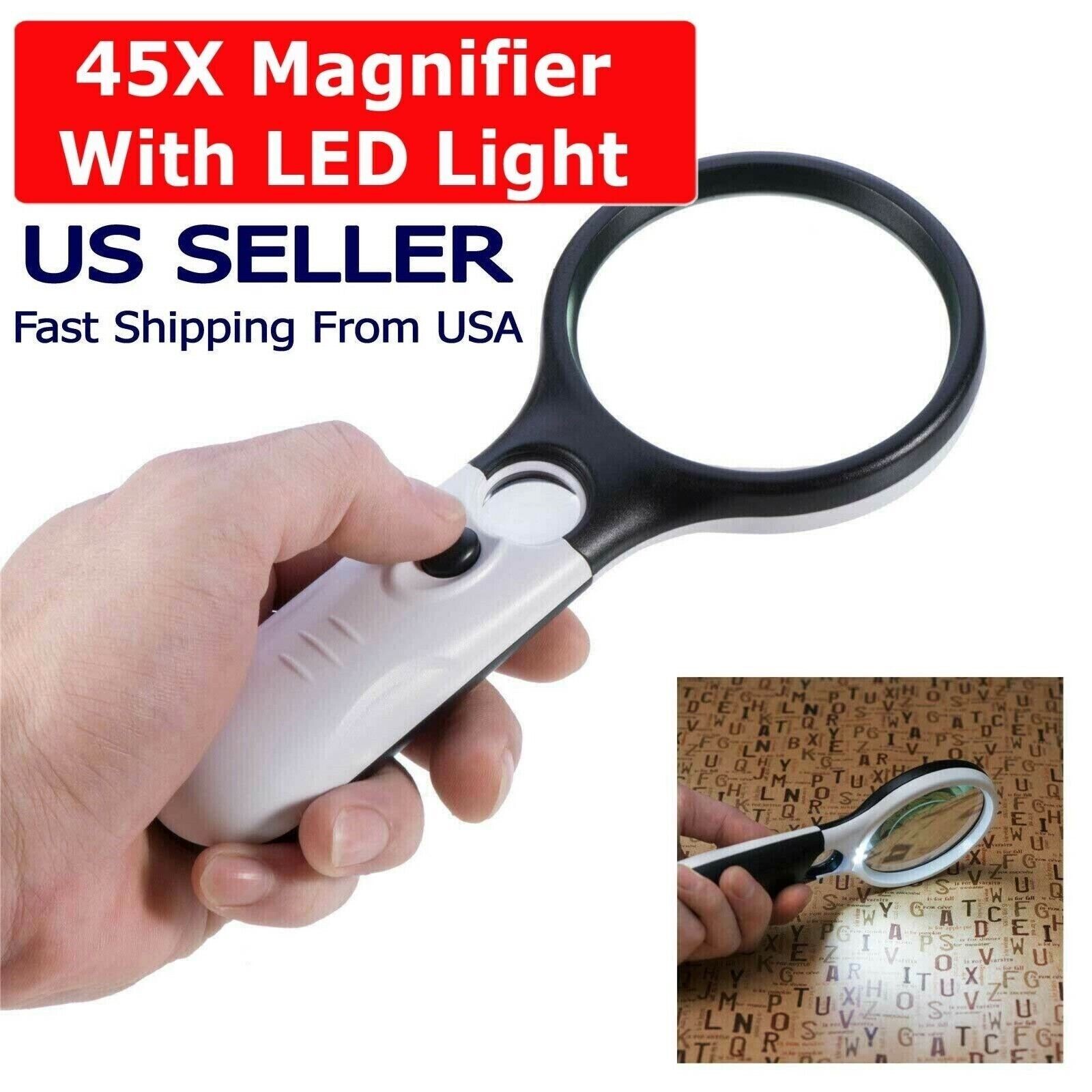 45X Magnifying Glass with 3 LED Lights for Reading Jewelry Inspection and Close-Up Work