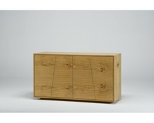 Commode 4 Ante Portable Buffet Dressoir Moderne Base Chêne Noeud