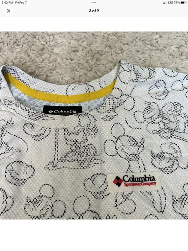 Columbia x Disney Mickey Mouse Sun Deflector Long Sleeve Shirt Kids M 10/12 - Picture 2 of 5