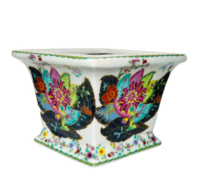Porcelain Square Tobacco Leaf Planter Cachepot