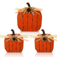 3 Pcs Fall Decorations for Home Fall Wooden Pumpkin Table Sign Thanksgiving P...