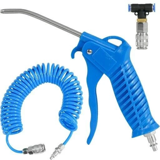 TUBO ARIA COMPRESSA FLESSIBILE PER COMPRESSORE 5 MT + PISTOLA SOFFIAGGIO - Immagine 3 di 4