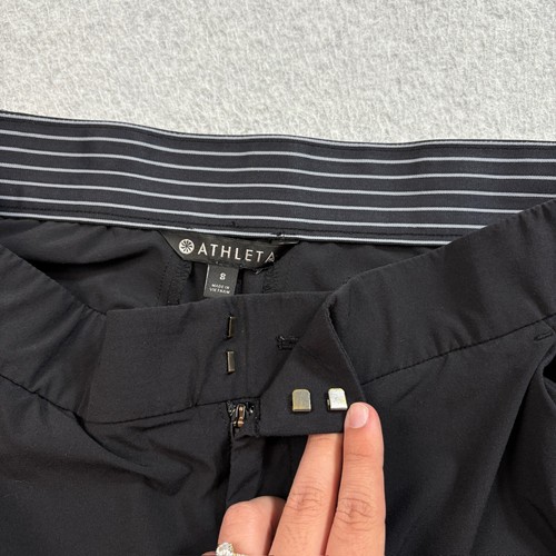Athleta Pants Woman 8 Black Crop Wide Leg Minimalist Office Capsule Classic - Picture 6 of 9