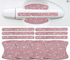10PCS Car Door Handle Bling Rhinestones Stickers Universal Auto Door Handle Pink