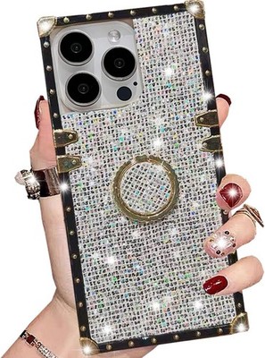 Glitter Kickstand Case for iPhone 16 Pro Max, Cute Luxury Bling Sparkly Diamond