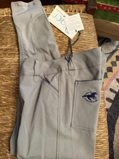 Piper Silicone Grip Knee Patch Breeches Dove Grey/Indigo 30R NWT