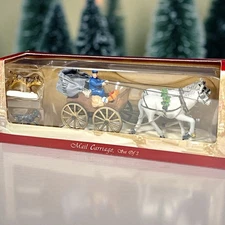 LEMAX Enchanted Forest Mail Carriage Figurine Horses Dogs 2004 Christmas NIB