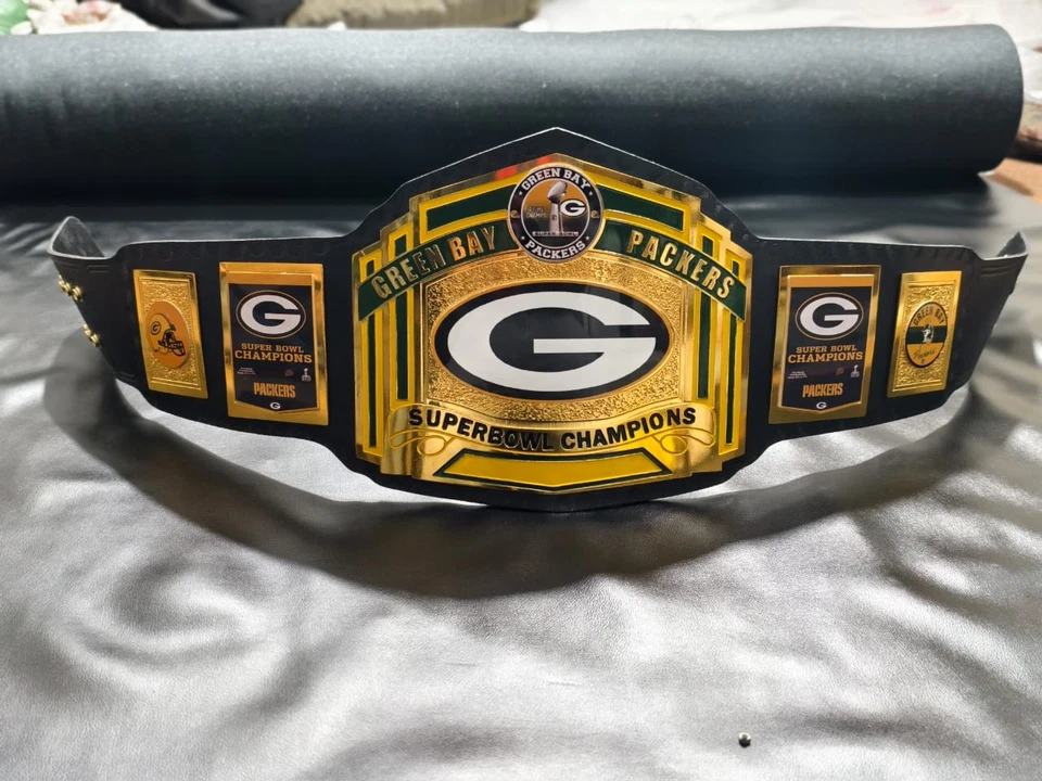 Green Bay Packers Super Bowl NFL Champion Title Belt 2MM Brass Adult Size - Image 4 of 4
