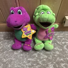 2 Mattel Fisher-Price - Barney's World Plush - BARNEY  BABY BOP 8 inch - New