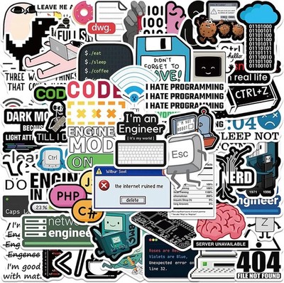 50PCS Programming Stickers for Developers Programmers Laptop Vinyl Decals