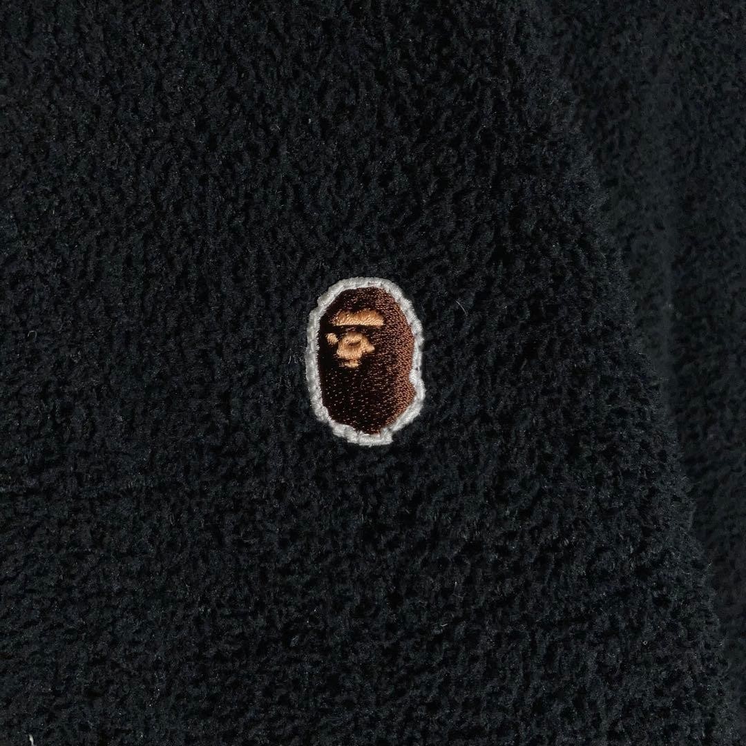 A Bathing Ape Fleece Jacket Full Zip Logo Black L Used thumbnail 4